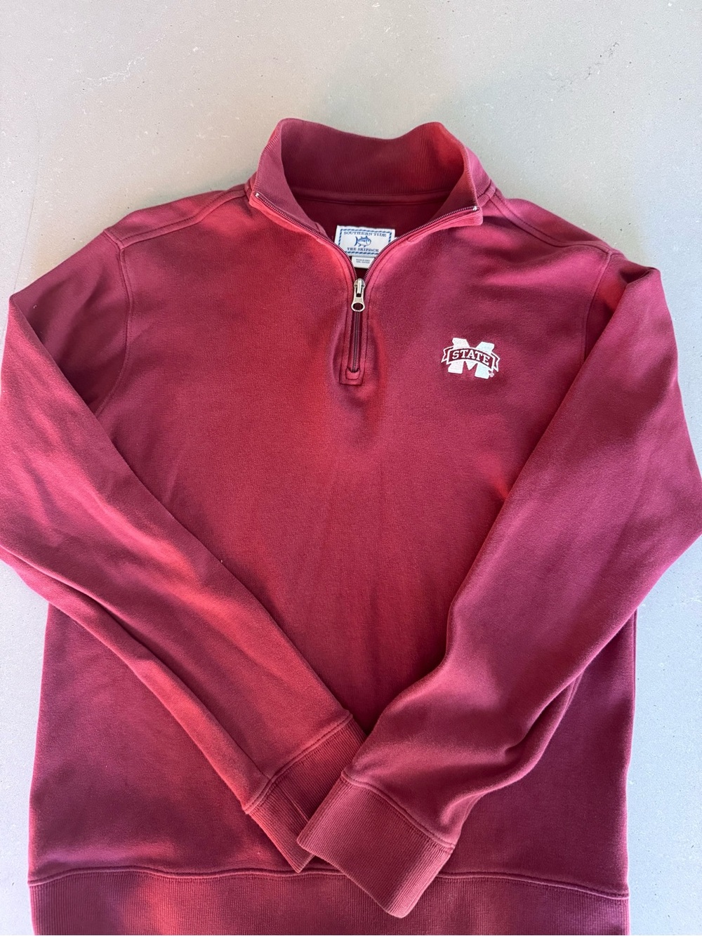 Southern Tide Maroon Quarter-Zip Pullover Sweater-Mississippi State